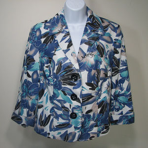 Crop Jacket Blue Floral Shimmer